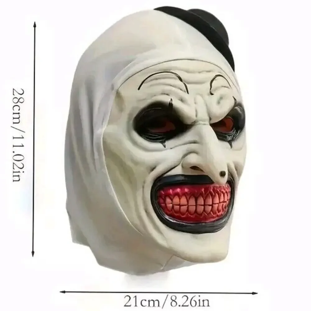 Black Hat Clown Mask Terrifier Costume Latex Art Mask Halloween Cosplay Prop NEW